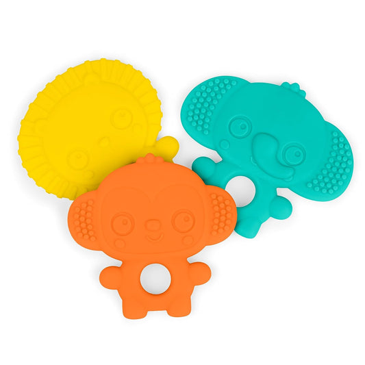 Gummy Buddies 3-Pack Textured Teethers - Elephant, Lion, Monkey