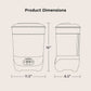 Sterilizer dryer product dimensions diagram with front and side measurements