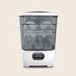 White sterilizer dryer with clear chamber showing bottle racks, front view