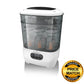 White sterilizer dryer with clear chamber and visible control panel, front view