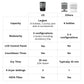Comparison table for sterilizer dryer capacity, settings, and HEPA filter features