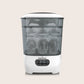 Baby bottle sterilizer dryer with clear countertop chamber and black top lid