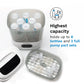 Baby bottle sterilizer dryer with transparent chamber holding bottles and pump parts