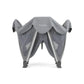 Grey mesh bassinet with canopy shade and folding legs, nuna logo on fabric