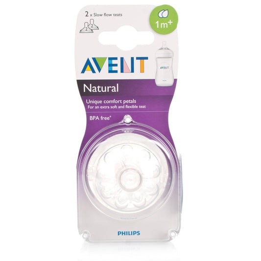 Avent Natural 2 teat with Assorted Flow 1m+ Slow | Mamas & Papas, Babies, Nursing, Bottle Teat