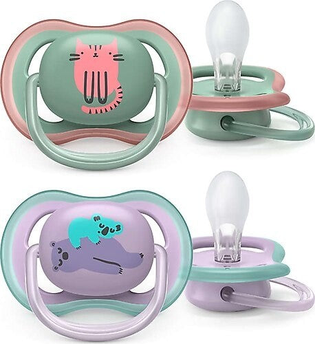 Ultra Air Sterilised Pacifier with Assorted Animal Shapes 6-18m Pack of 2