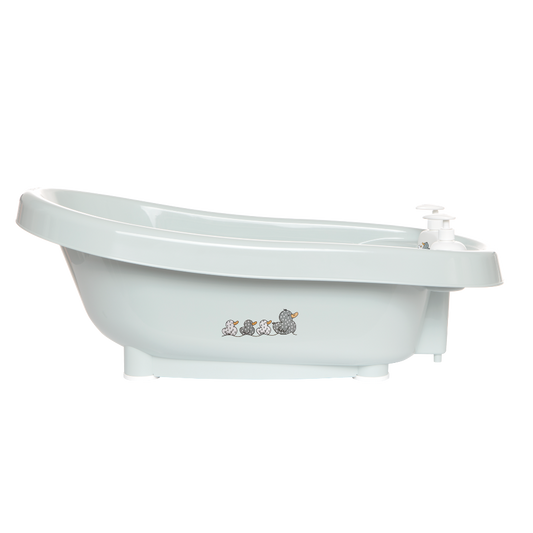 Thermobath Sepp bathtub with central spout and faucet set, light blue finish