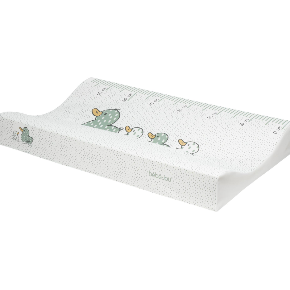Sepp changing pad (72×44cm) with white cover, animal print and measurement marks