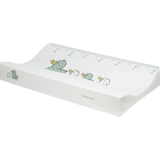 Sepp changing pad (72×44cm) with white cover, animal print and measurement marks