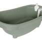 Thermobath freestanding soaking tub in light green with built-in accessory panel