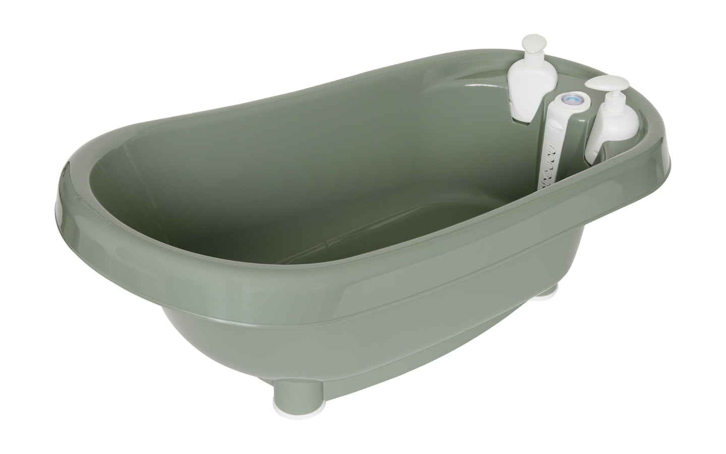 Thermobath freestanding soaking tub in light green with built-in accessory panel