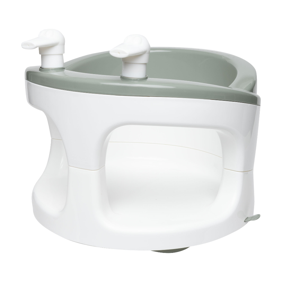 Bath seat in Breeze Green with white body and dual grab handles