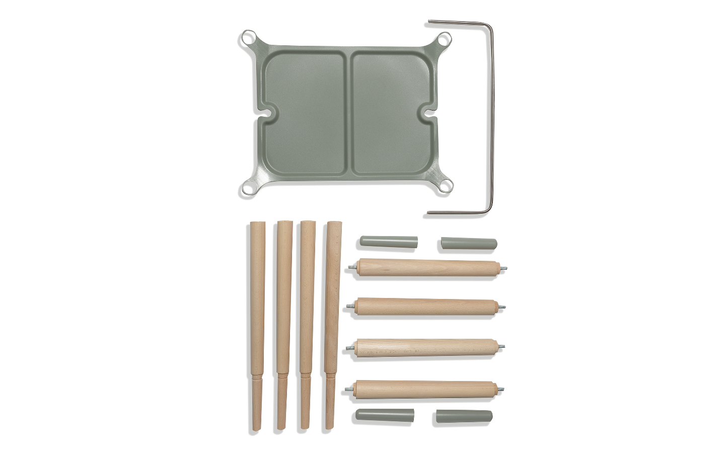 Bath stand parts set: gray base frame, legs, side rods, screws and foot pads