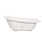 White baby bath tub with small sheep logo on front