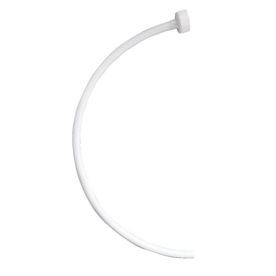White drain hose with coupling, curved and with small connector end