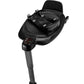 Black rotating car seat base with support legs and control handle