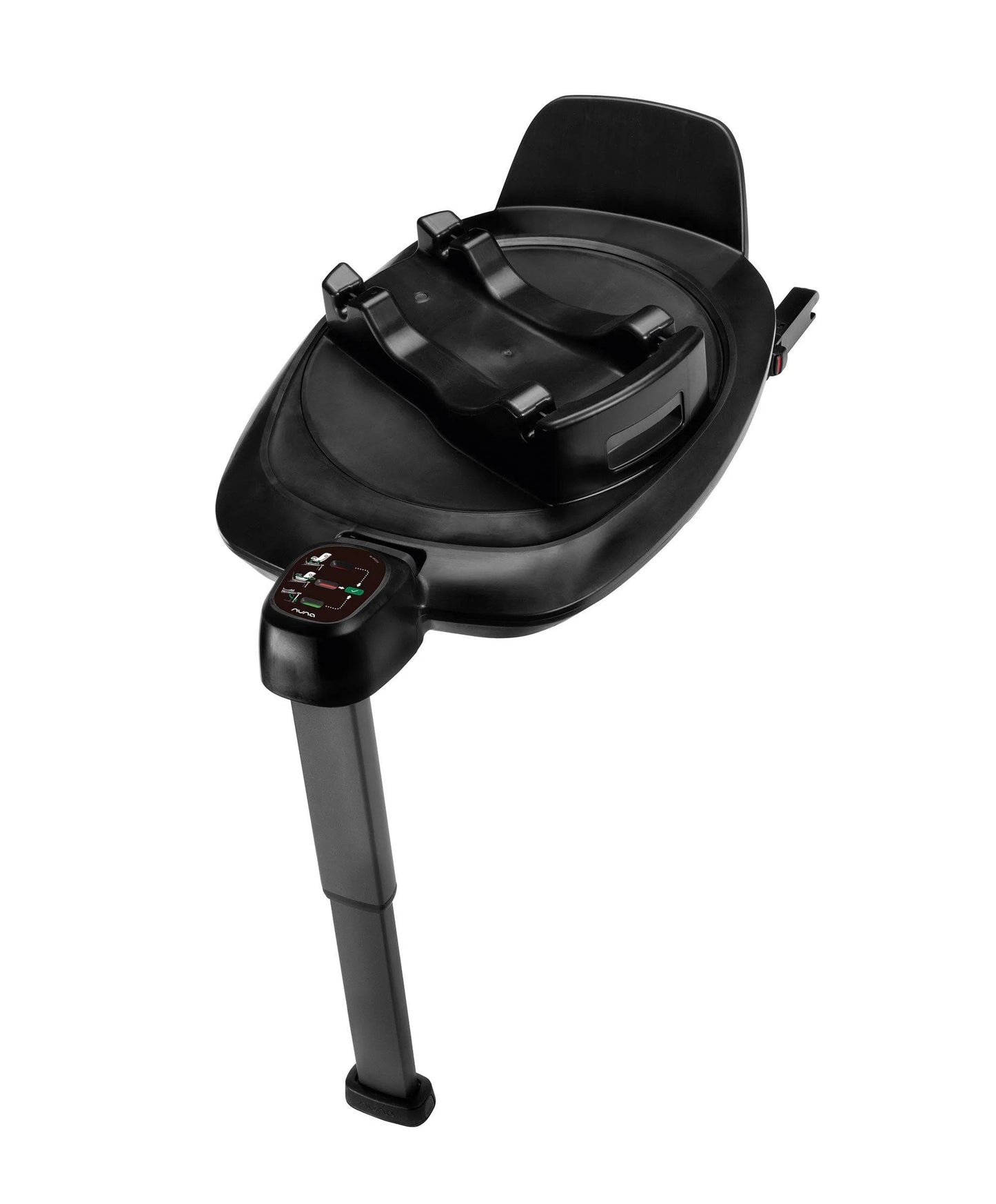 Black rotating car seat base with support legs and control handle