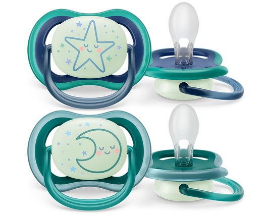 Avent Ultra Air Night Time Soother 6-18m Pack of 2 Moon | Mamas & Papas, Babies, Nursing, 