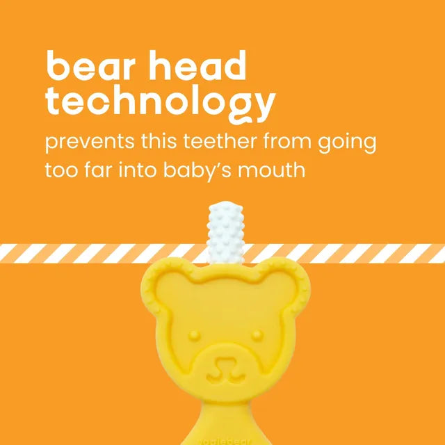 360 Degree Soft Bristle Teddy Bear Silicone Teether Toy - Yellow