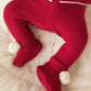 Pom Pom Booties - Red