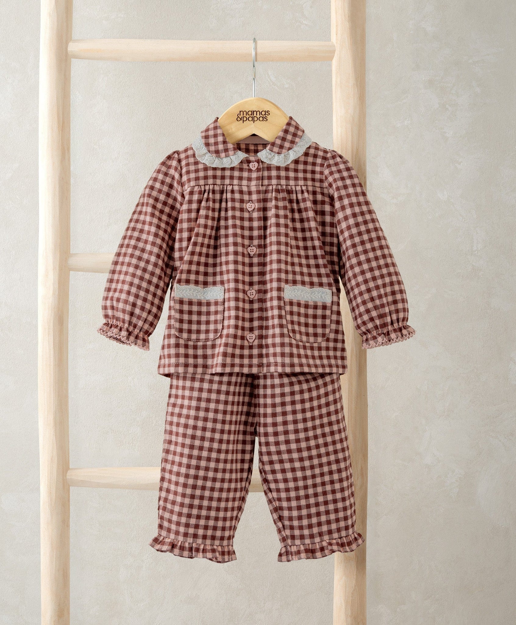 Mamas & Papas Burgundy Gingham Pyjamas Pyjama