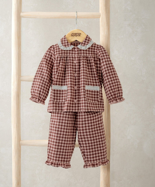 Mamas & Papas Burgundy Gingham Pyjamas Pyjama