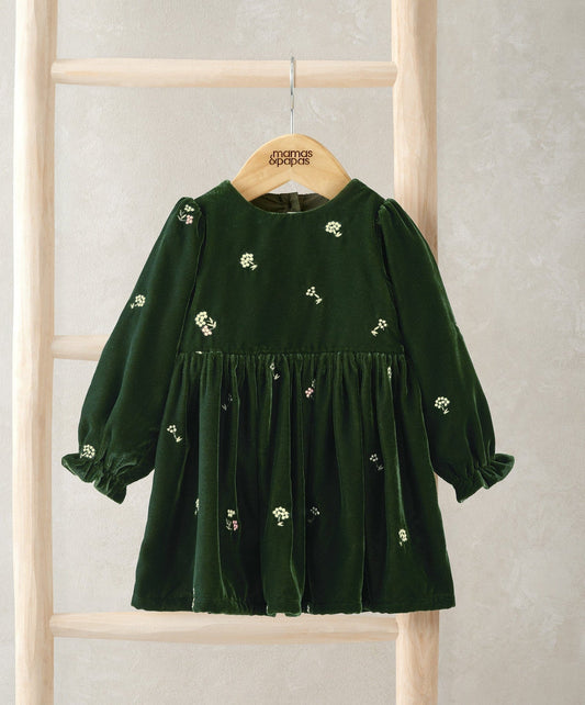 Mamas & Papas Green Velvet Dress Dress