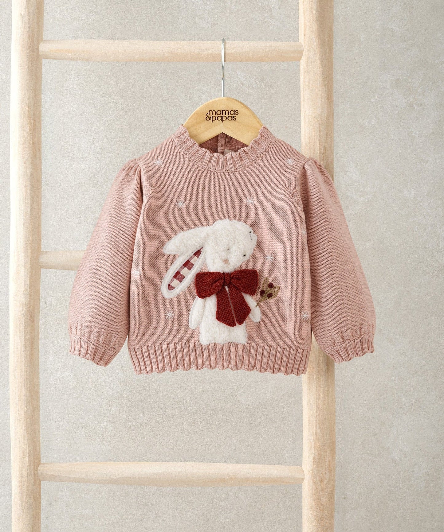 Mamas & Papas Pink Bunny Christmas Jumper Jumper