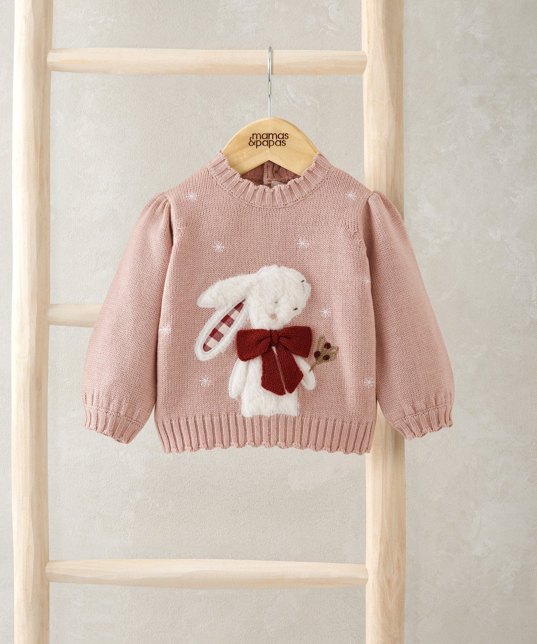 Mamas & Papas Pink Bunny Christmas Jumper Jumper