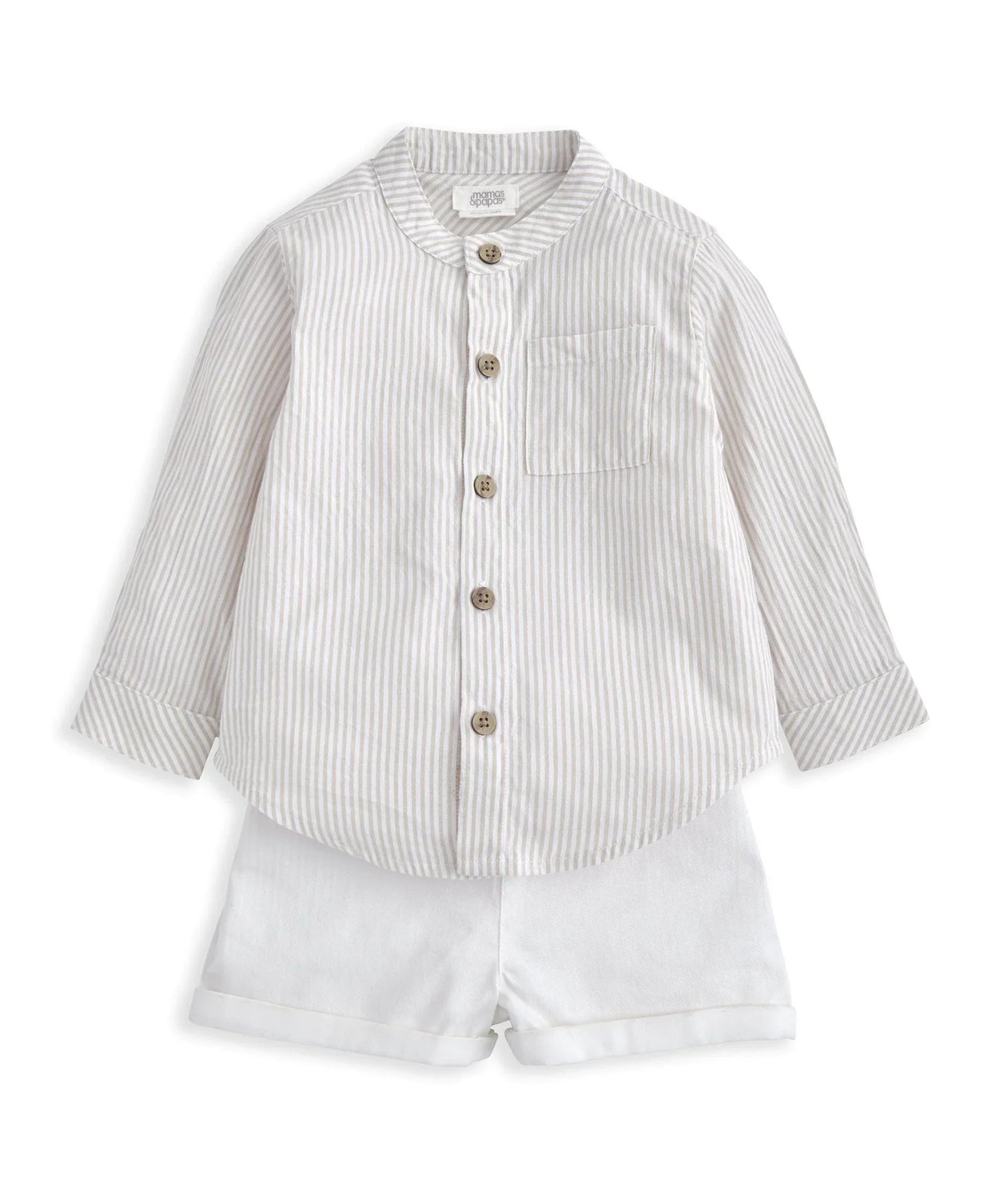 Grandad Collar Shirt & Shorts Set (2 Pieces)