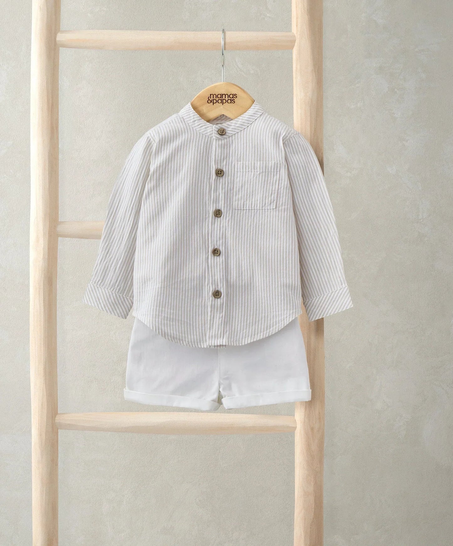 Mamas & Papas Grandad Collar Shirt & Shorts Set (2 Pieces)
