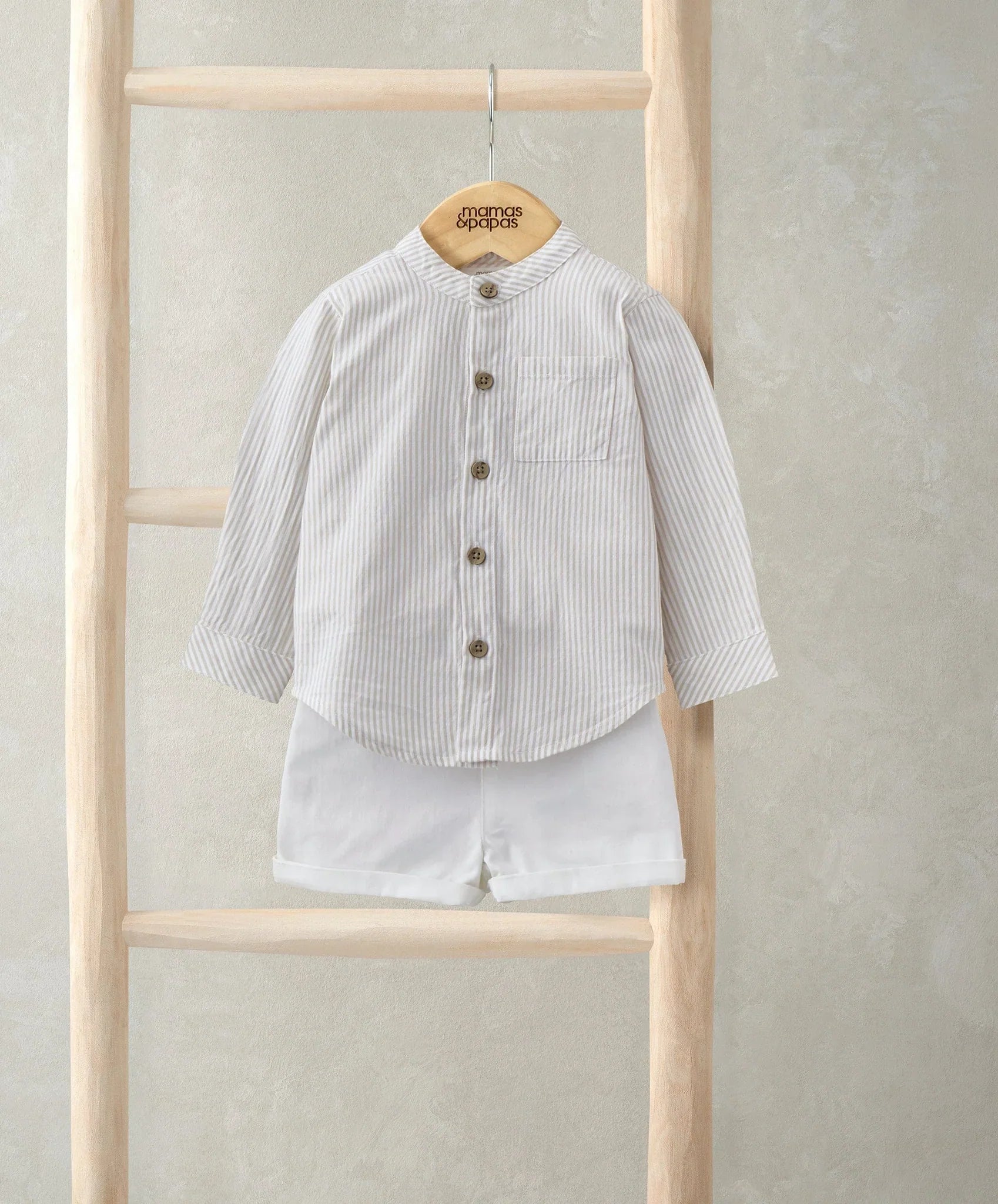 Mamas & Papas Grandad Collar Shirt & Shorts Set (2 Pieces)