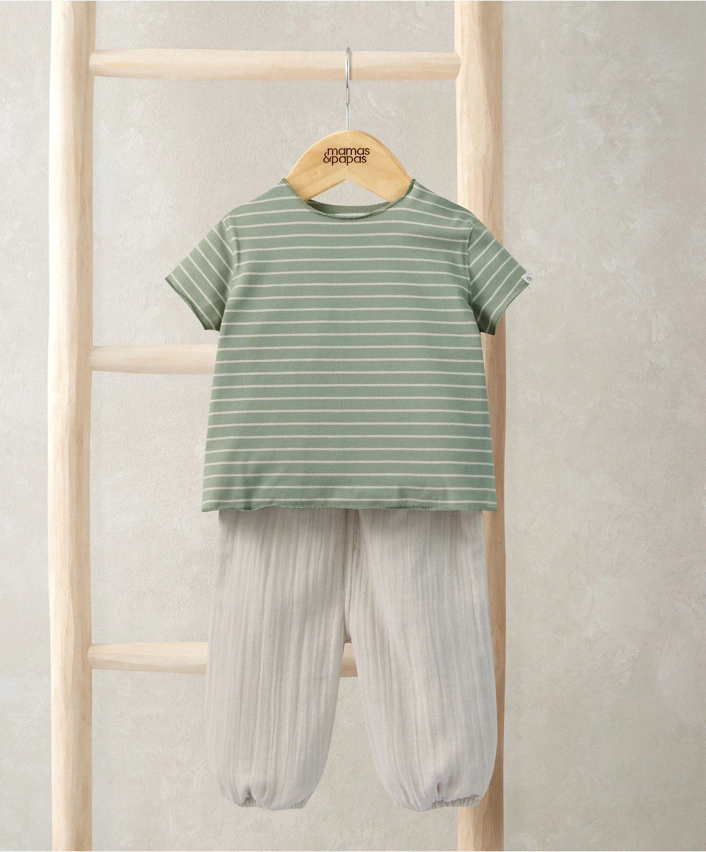 Mamas & Papas Striped T-Shirt andTrouser Outfit Set