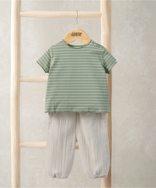 Mamas & Papas Striped T-Shirt andTrouser Outfit Set