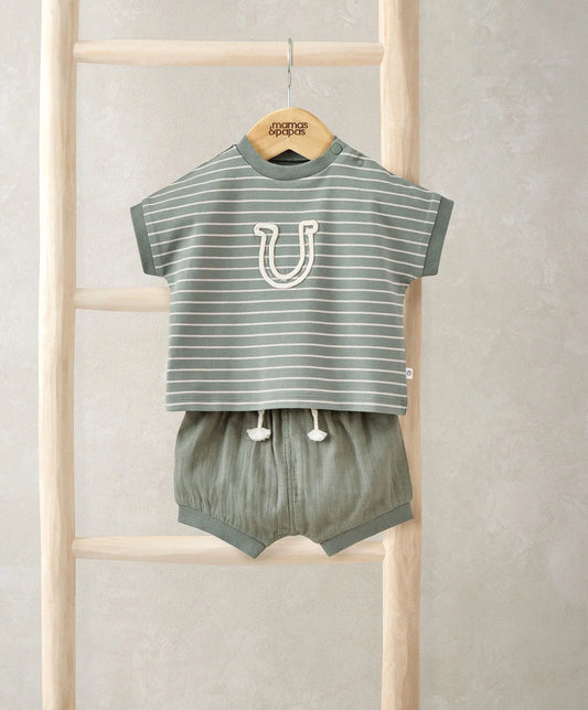 Mamas & Papas Horseshoe T-Shirt & Shorts Outfit Set