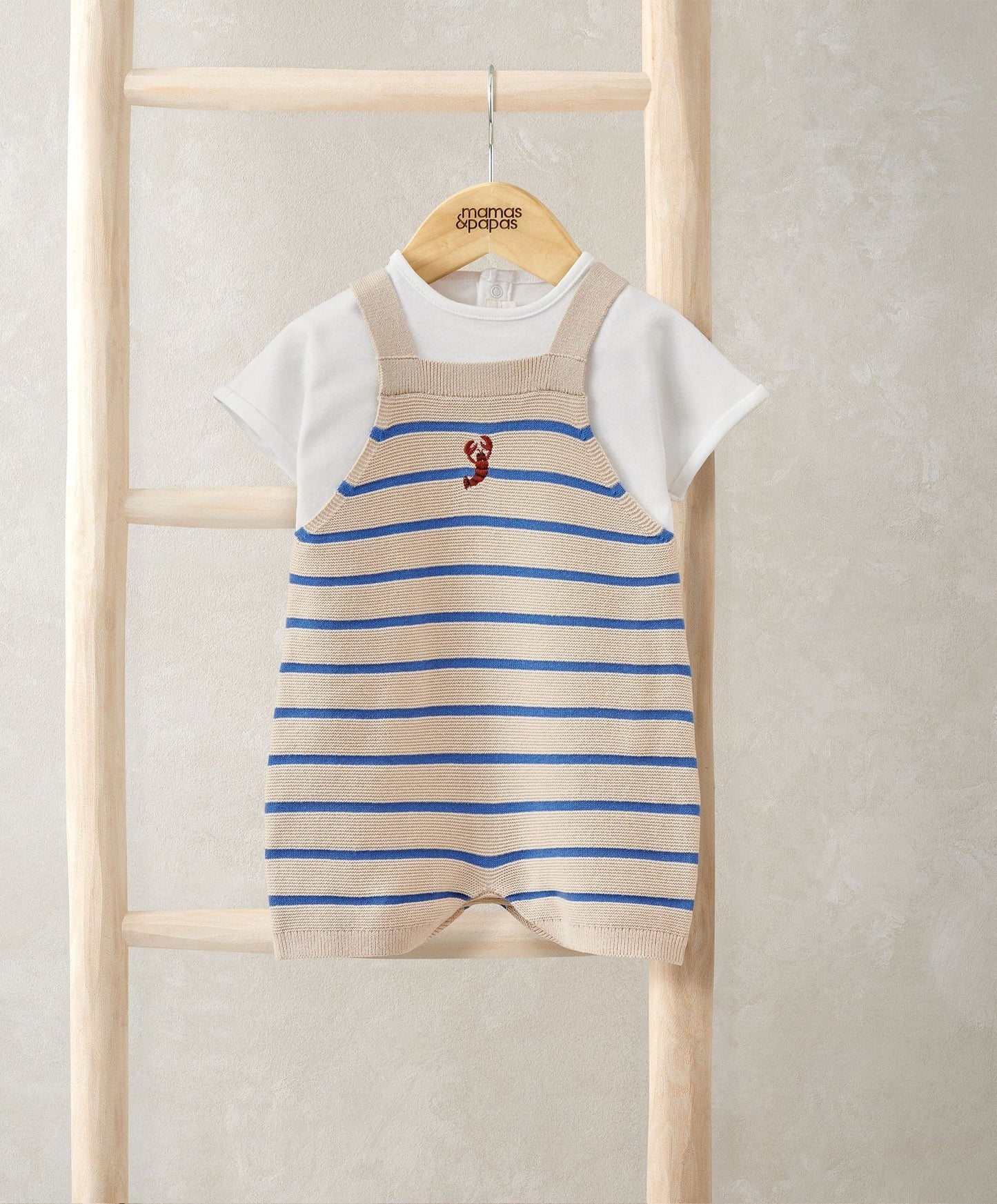 Mamas & Papas Knitted Dungarees & T-Shirt Set