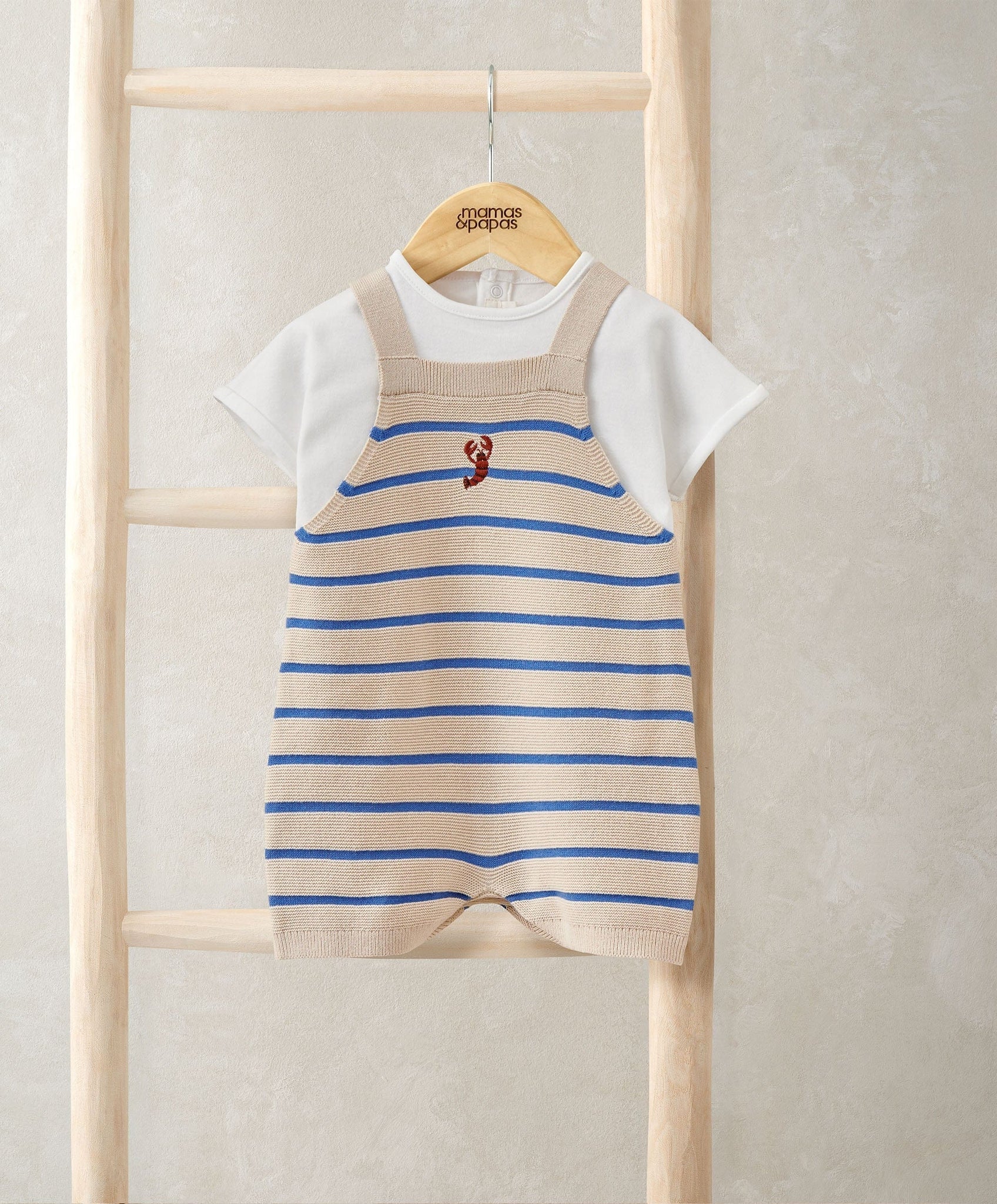 Mamas & Papas Knitted Dungarees & T-Shirt Set