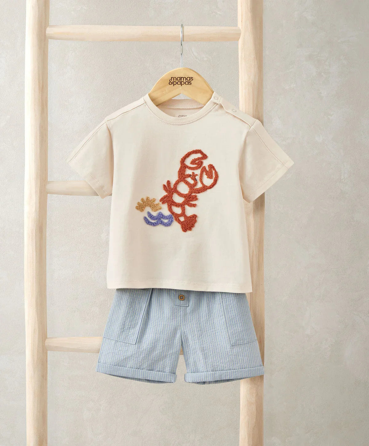 Mamas & Papas Lobster T-Shirt & Shorts Outfit Set