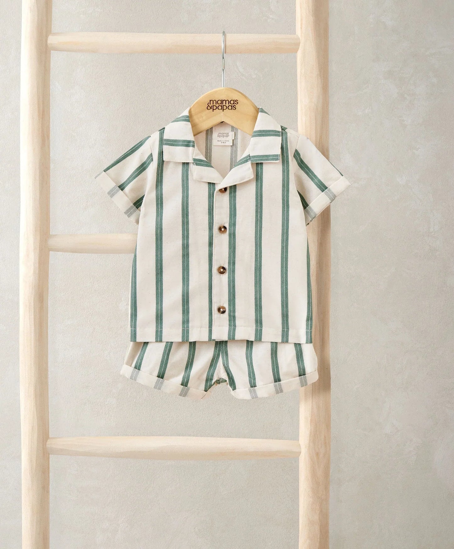 Mamas & Papas Green Shirt & Shorts Outfit Set