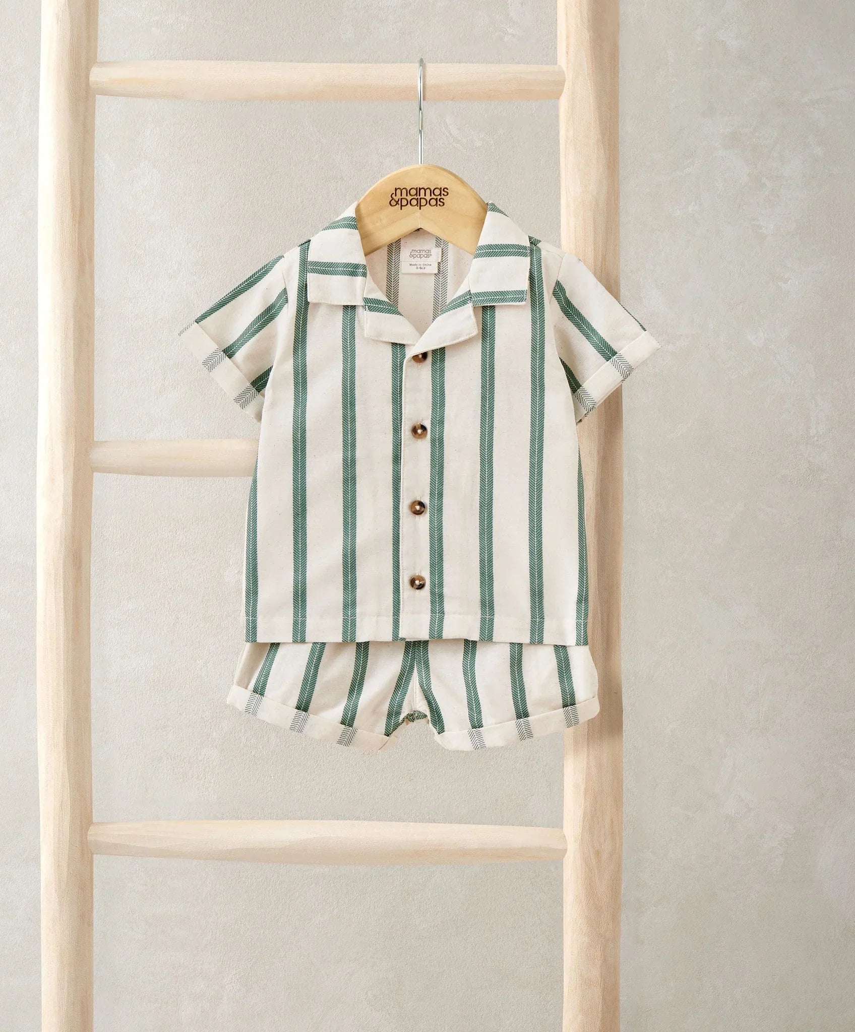 Mamas & Papas Green Shirt & Shorts Outfit Set