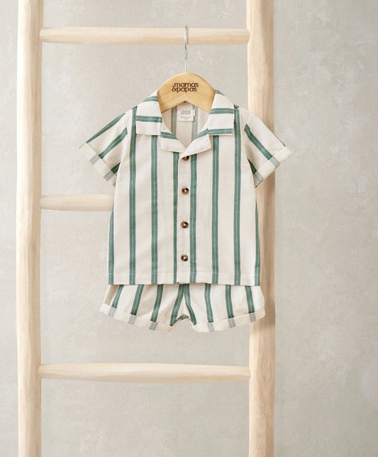 Mamas & Papas Green Shirt & Shorts Outfit Set