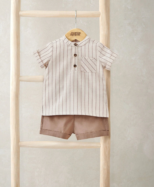 Mamas & Papas Rust Shirt & Shorts Outfit Set