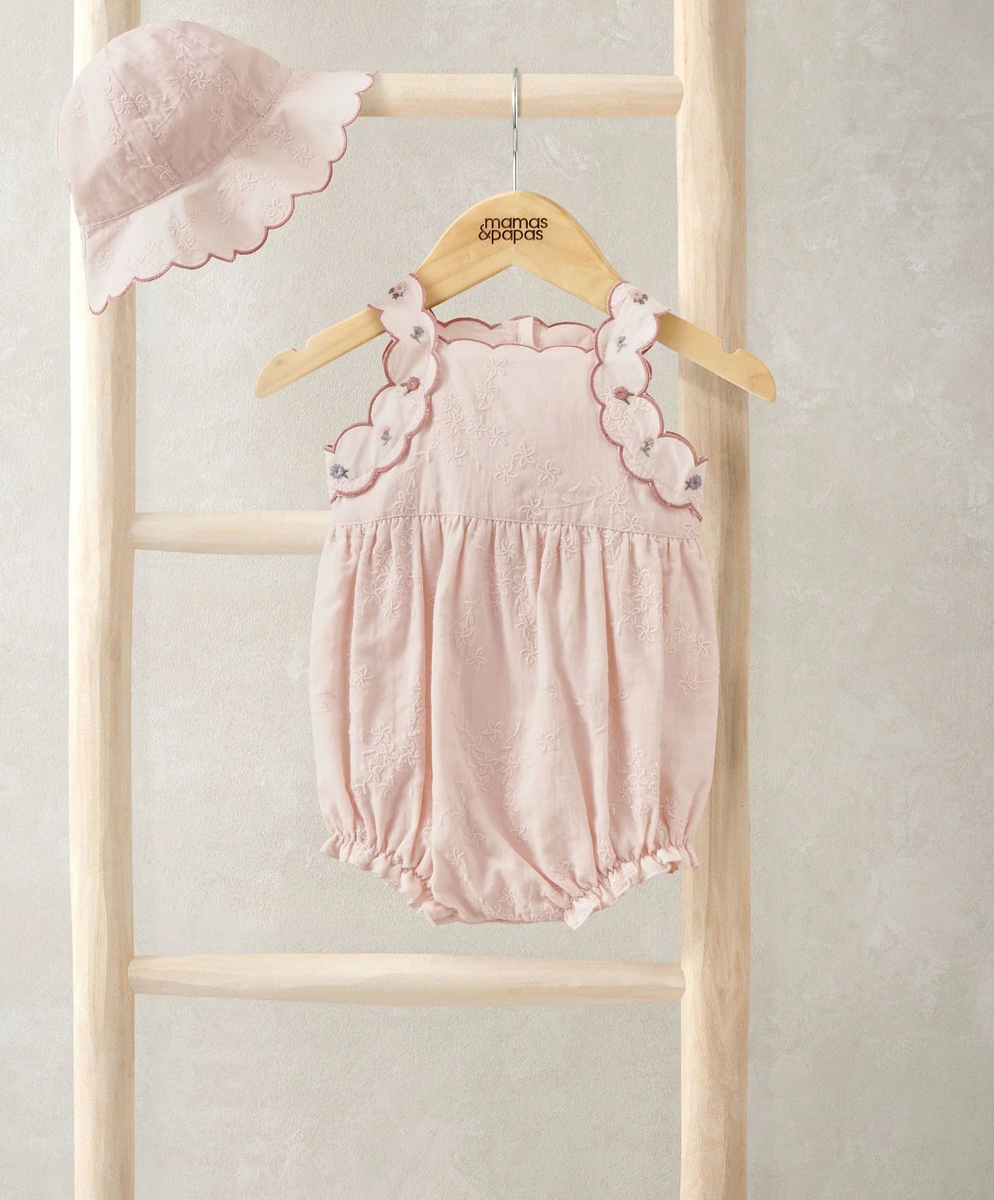 Mamas & Papas French Pink Romper & Sun Hat