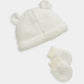 Cream Borg Hat & Mitts Set
