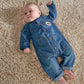 Mamas & Papas Denim Boiler Suit with Woven Badge - Blue