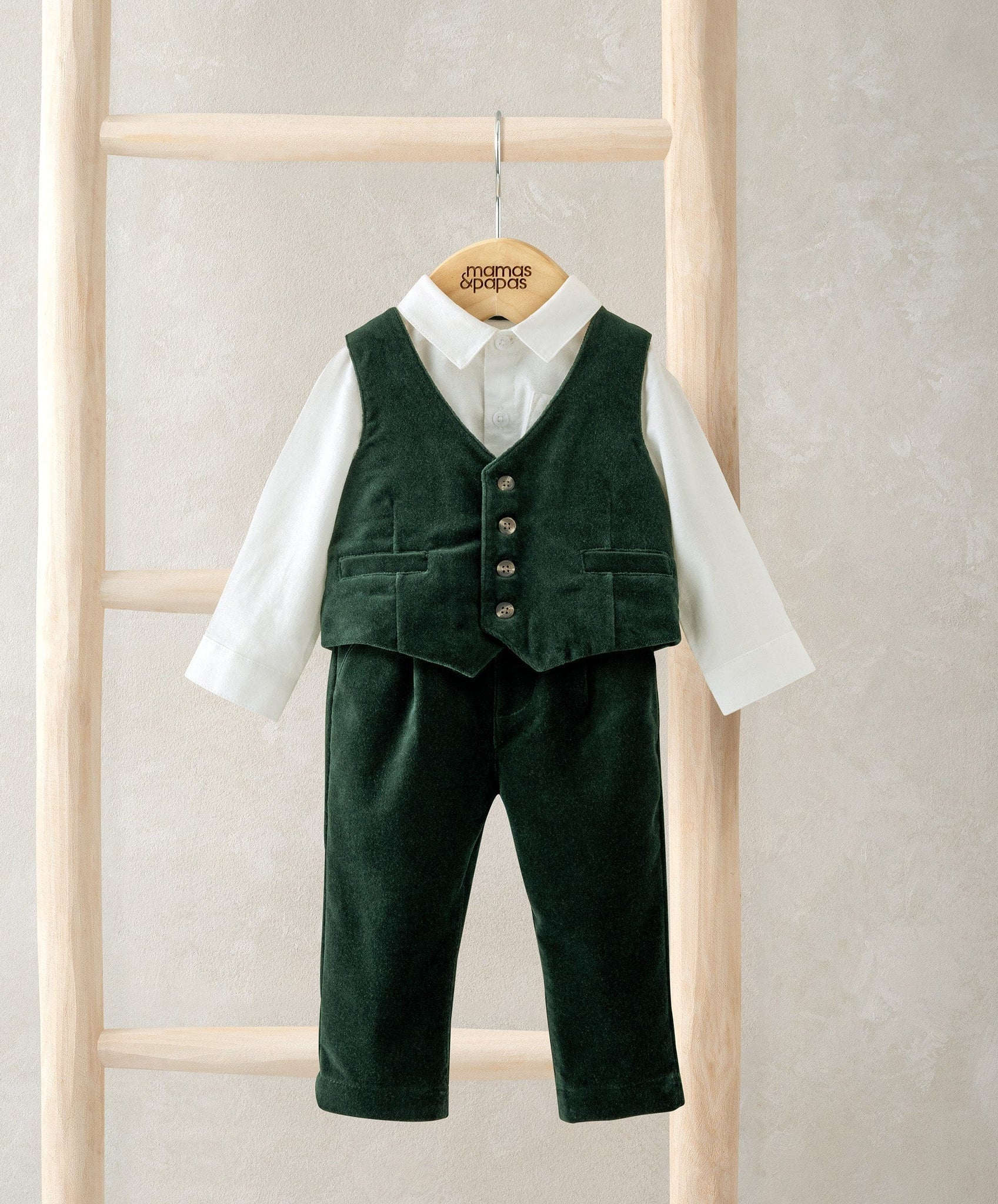 Mamas & Papas Green Velour 3 Piece Suit Velour Suit