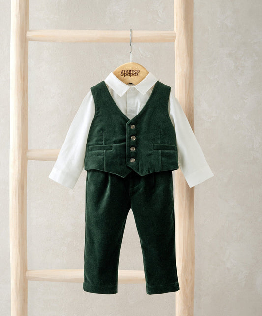 Mamas & Papas Green Velour 3 Piece Suit Velour Suit