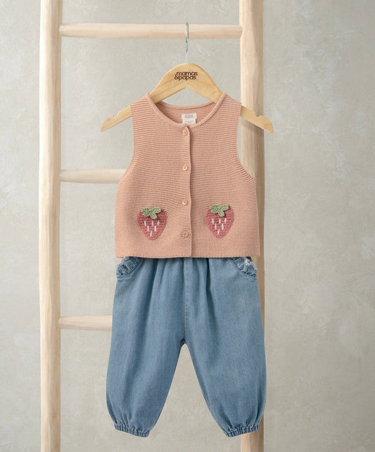 Mamas & Papas Knitted Waistcoat and Denim Trousers