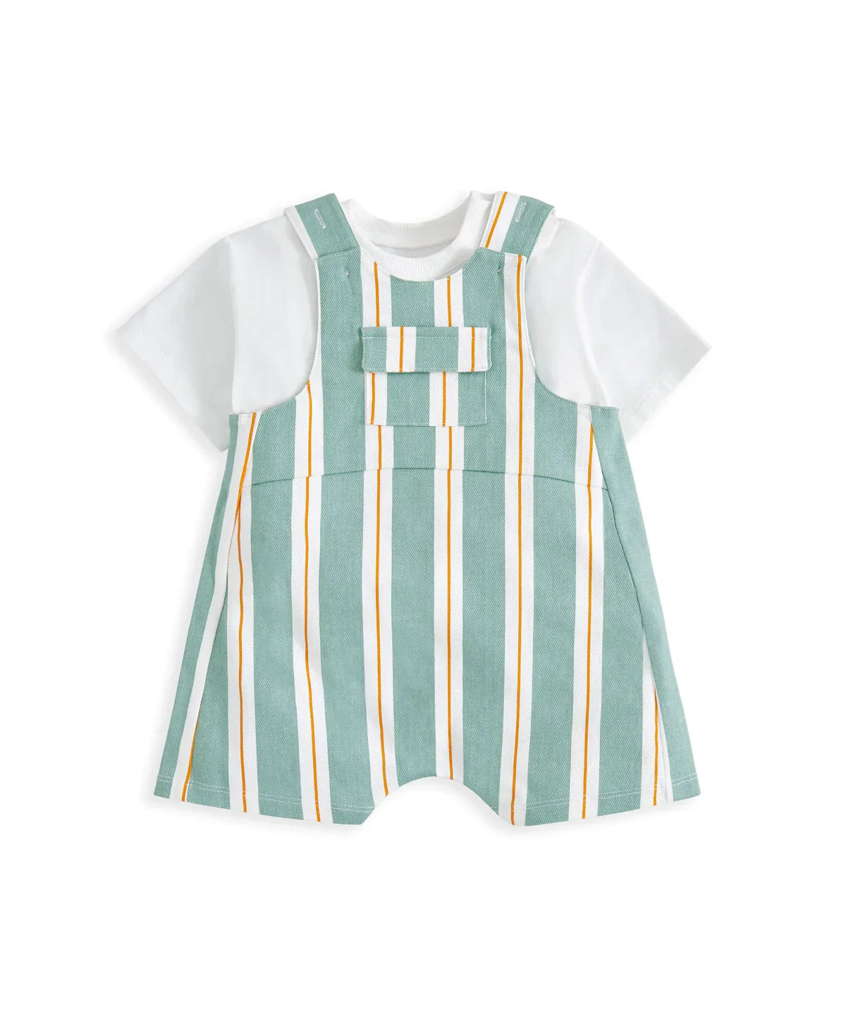 Striped Short Dungarees and T-shirt