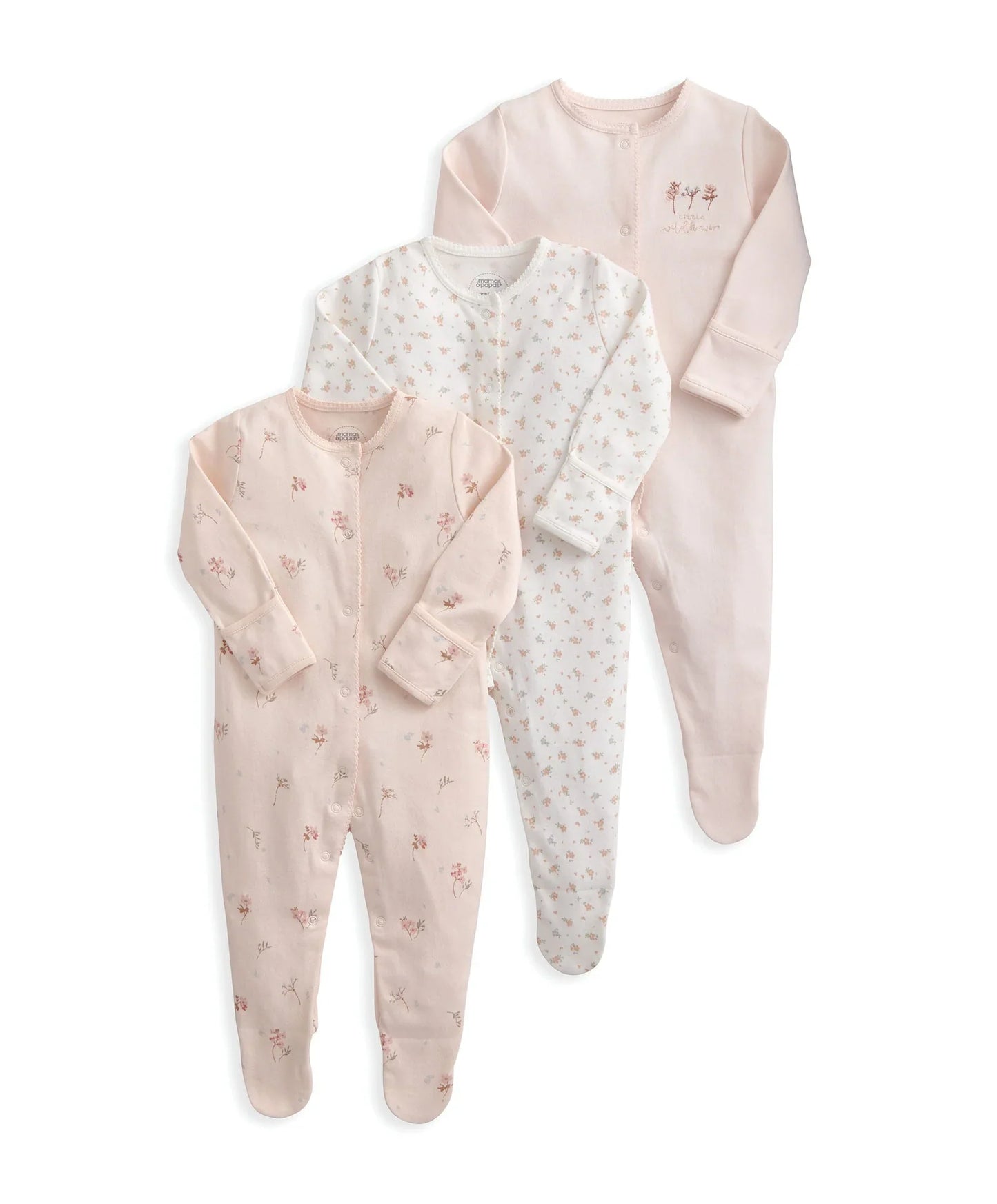 Sleepsuits (Pack of 3) - Wildflower Floral Prints